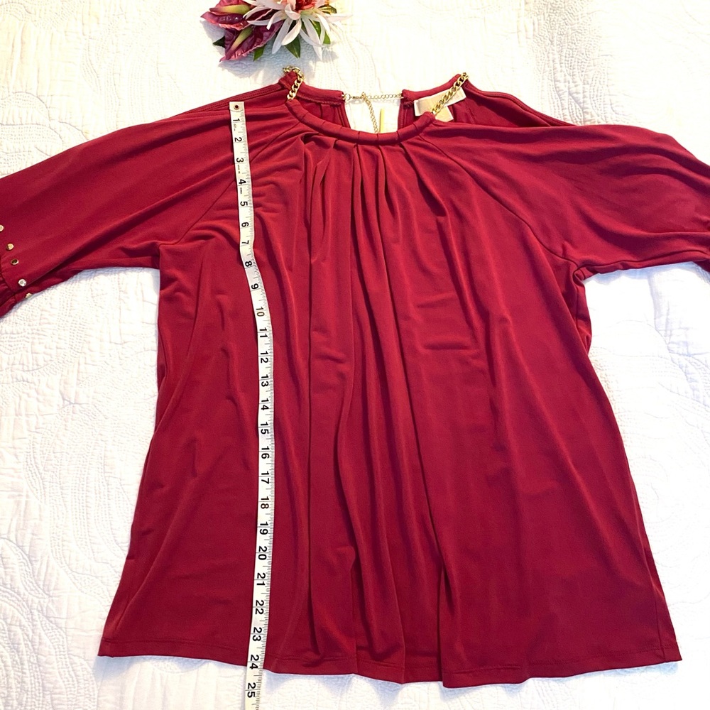 MICHAEL KORS Burgundy Cold Should Blouse 🌺🌺 - Picture 5 of 12